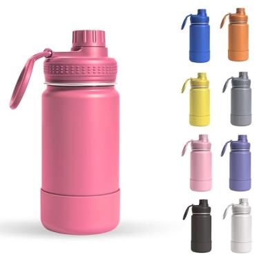 Imagem de Garrafa Térmica Infantil - 350ml, Aço Inox 304 Parede Dupla de Isolamento 24horas Gelado, Tampa Rosca De Segurança, Anti Vazamento, Base Silicone AntiDerrapante, BPA Free (Phink)