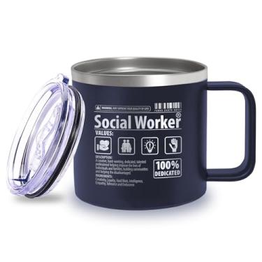 Imagem de Bad Bananas - Social Worker Values Caneca de aço inoxidável de café com isolamento de 400 ml - presentes para assistentes sociais clínicos licenciados, presentes LCSW - presentes de agradecimento de