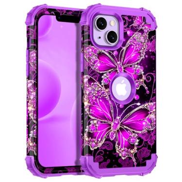 Imagem de Casetego Capa para iPhone 14 Plus, brilha no escuro, três camadas, resistente, à prova de choque, proteção total, policarbonato rígido + capa amortecedora de TPU macio para Apple iPhone 14 Plus de 6,7