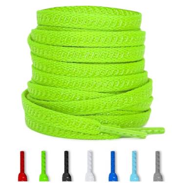 Imagem de UamGlsob Cadarços de futebol antiderrapantes de 7 mm para botas de futebol, aderência durável, antiderrapante, cadarços de substituição para chuteiras, Verde fluorescente, 54''/140cm