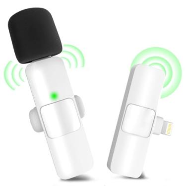 Imagem de Microfone de lapela sem fio para iPhone, iPad – Mini microfone Bluetooth lapela para gravação de vídeo – Microfone de telefone com clipe minúsculo para podcast, câmera, vlog, YouTube, Tiktok,