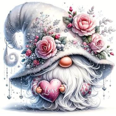 Imagem de Kits de ponto cruz de gnomo para adultos iniciantes, kits de ponto cruz com contagem de flores, costura impressa, padrões fofos, dimensões, bordado, artesanato, kits de bordado para adultos iniciantes