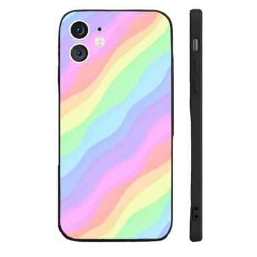 Imagem de HPQWN Capa de silicone macia com listras coloridas em arco-íris para iPhone 16PRO (para iPhone 16PRO/z1)