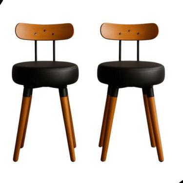 Imagem de Banqueta Baixa 2UN Encosto Ergonomico P/ Cozinhas Pé Palito Bancos Ilh