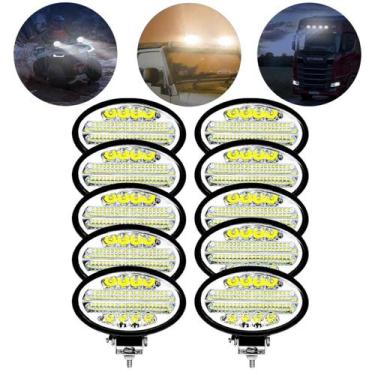 Imagem de 10 Farol Led Oval 144w Forte Trator Colheitadeira Jeep