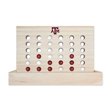 Imagem de Rico Industries Jogo de tabuleiro NCAA Texas A&M Aggies 10,16 cm a Row de madeira 10,16 cm a Row Jogo de tabuleiro 4 jogos de viagem para crianças e adultos