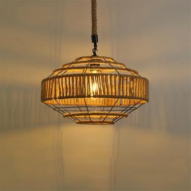 Imagem de Contemporâneo Corda De Cânhamo Restaurante Lâmpada Pendente Estilo Industrial Retro Internet Café Bar Quarto Roupa Loja Balcão Bar Candelabro (K D40CM)