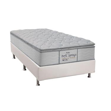 Imagem de Cama Box Solteiro: Colchão Molas Probel MasterPocket Ensacadas Perfil Springs + Base CRC Courano White(88x188)