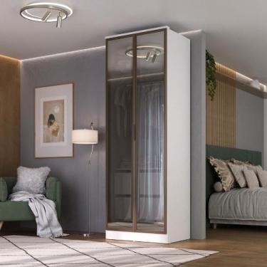 Imagem de Guarda Roupa 81cm c/ 2 Portas Reflecta e Led 100% MDF - Mambel Q, Bran