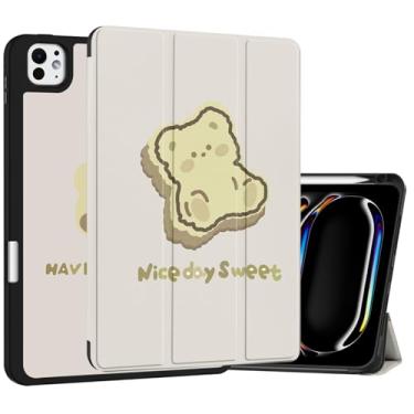 Imagem de Deokke Capa compatível com iPad Pro de 11 polegadas M4 de 5ª geração (2024) com suporte para lápis, capa traseira de TPU para hibernar/despertar automática com carregamento de lápis para iPad, fofo,