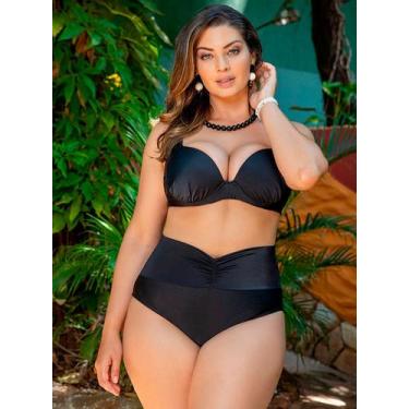 Imagem de Conjunto De Biquíni Plus Size, Preto, Com Bojo, Hot Pant, Tams. 48-54 