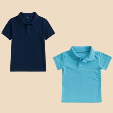 Imagem de Kit 2 Camisa Polo Infantil Masculina Básica com Gola Clássica e Botão 