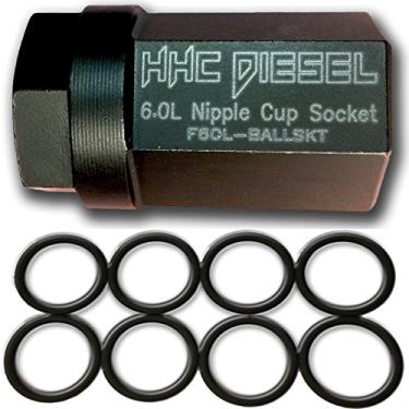 Imagem de HHC Diesel ~ Kit de soquete para mamilo diesel 6,0L ~ O-Rings & Ferramenta (8: Anéis de vedação Viton resistentes e soquete para mamilo de 1/2" Drive) F60L-BALLKIT