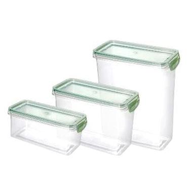 Imagem de Pote Hermético Empilhável para Alimentos, Tampa com Travas Laterais, 3 Tamanhos: 890ml, 1,9L e 3L, Próprio para Freezer e Microondas (kit 3 peças 890/1,9/3)