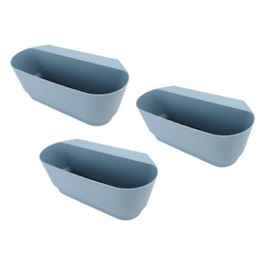 Imagem de Asixxsix Caixa de Plantador de Grade, 3 Pacote Retangular Pendurado Vasos de Flores para Varanda de Varanda Garden, Com Orifícios de Drenagem e Gancho Resistente (BLUE)