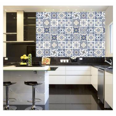 Imagem de Papel De Parede Adesivo Azulejo Português Azul 300X52Cm