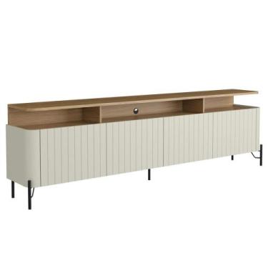 Imagem de Rack Para Sala de Estar TV 75 Pol 4 Portas Brise 180cm Pés Preto Clio 