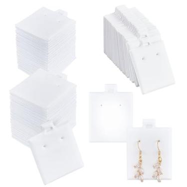 Imagem de NBEADS 100 peças de cartões de exibição de brincos, cartões de exibição de joias de PVC pendurados, cartões de brinco bufante, cartões de suporte de brincos para exibição de joias, branco, 5 x 3,8 cm
