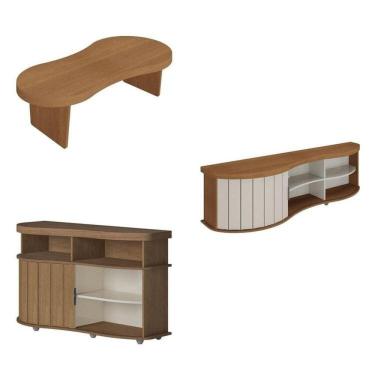 Imagem de Kit para Sala de Estar Mesa de Centro e Buffet e Rack Magnum Cinamomo/Off White