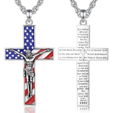 Imagem de EUDORA Colar de cruz crucifixo com versículo da Bíblia para mulheres e homens prata esterlina S925, colar de crucifixo, pingente de cruz de Jesus, joias religiosas, joias cristãs, presentes para