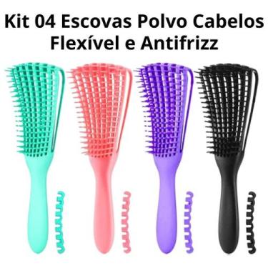 Imagem de Kit com 4 Escovas Tipo Polvo para Cabelos Desembaraço Fácil Flexível e