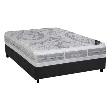 Imagem de Cama Box Casal: Colchão Molas Pocket Ensacadas Castor Super luxo Látex Plush + Base CRC...