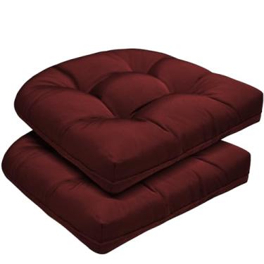 Imagem de DANGHOOGY Conjunto de 2 almofadas de cadeira de pátio para atividades ao ar livre, almofadas de cadeira para ambientes externos resistentes ao clima e ao desbotamento, 48 cm x 48 cm com espuma