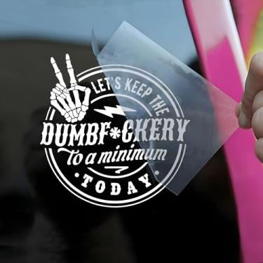 Imagem de Adesivo de carro Let's Keep The Dumbfuckery to A Minimum Engraçado Sarcástico, Duas Mãos, Humor de Saúde Mental, Acessórios de Janela de Carro Afirmações Vinil Impermeável 15 cm Adesivo de Para-choque