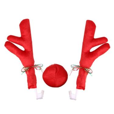 Imagem de MotiveTech Conjunto Genérico de Chifres de Rena E Nariz Vermelho para Carro, Fantasia Decorativa Premium para Festas, Acessórios Automotivos, Decoração de Natal, Vermelho, Tamanho real