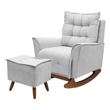 Imagem de Poltrona Amamentação De Balanço Helena + Puff Boucle Quarto Cinza