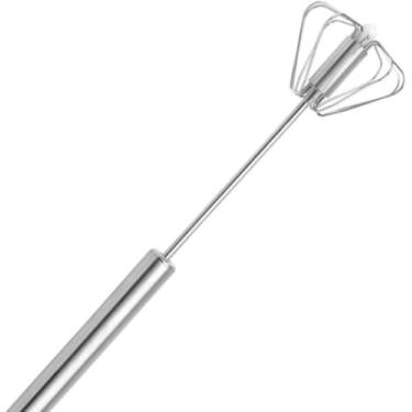 Imagem de Misturador Manual de Ovos e Claras – Batedor Giratório em Aço Inoxidável, Prático e Sem Energia Elétrica para Claras em Neve, Chantilly e Massas Leves