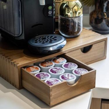 Imagem de Organizador de cápsulas de café FLYIEE Wooden K Cup Drawer 30 cápsulas