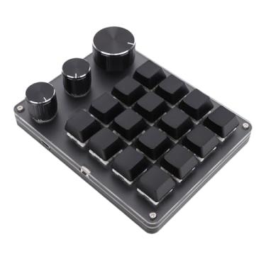 Imagem de Macro Pad, teclado macro, teclado programável personalizado, mini teclado mecânico para jogos de 16 teclas, uma mão, com fio para W OS X (preto)