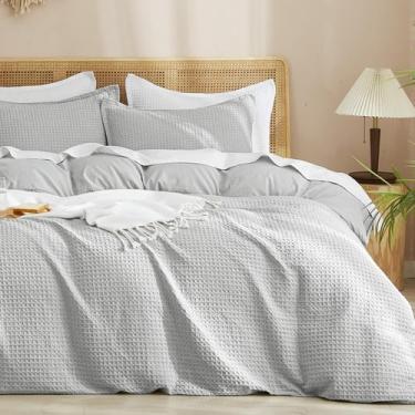 Imagem de Conjunto de capa de edredon PHF Waffle Weave Twin/Twin XL cinza claro