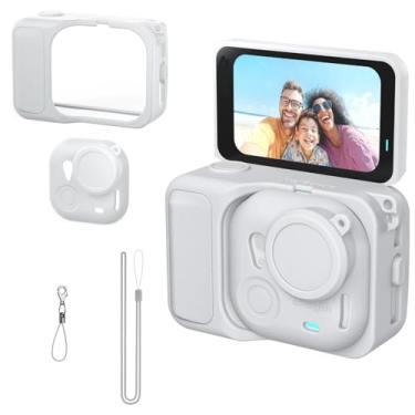 Imagem de Coyktonty Conjunto de capas de silicone para câmera Insta360 Go Ultra, alça antiperda/cordão/capa slicone para o pod de ação/capa de silicone para câmera Go Ultra (cinza)