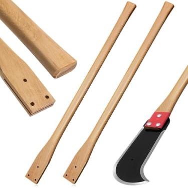 Imagem de Leinuosen 2 peças de alças de lâmina de banco de vala, 3 furos, substituição de cabo de machado de madeira de nogueira com aderência reta para a maioria dos machados de arbustos de 3 furos, 96 cm