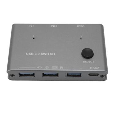 Imagem de GOWENIC Switch USB 3.0, 2 Em 4 Saída USB3 Compartilhador de Compartilhamento para 2 Computador Compartilhar 3 USB 3.0 e TF/SD, KM Switcher para Impressoras, Mouse, Teclados, Unidades de