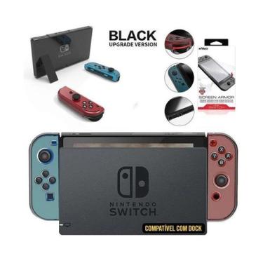 Imagem de Kit Case Nintendo Switch Acrílico Fumê Compatível Dock + Pel - BDNET