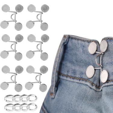 Imagem de 8un. Conjunto Ajustador de Cintura para Calças, Liga Zinco Ajustador Calças Reutilizável Alfinetes Corrente Legais para Mulheres Vestido Camisas (Grande)