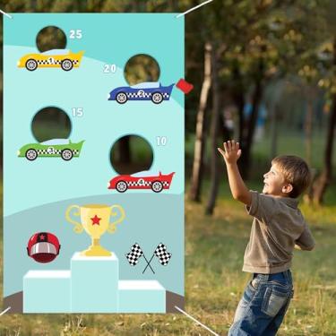 Imagem de RaceCar F1 Toss Games Banner Fundo Corrida Carro de Corrida Troféu Cheque Bandeira Tema Esportivo Decoração para Interior Exterior Meninos Meninas Festa de 1º Aniversário Chá de Bebê Fãs de Corrida