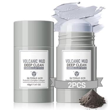 Imagem de Erinde 2 peças de bastão de máscara de argila vulcânica, máscara de limpeza profunda com ácido hialurônico, máscara de lama de argila de limpeza para limpeza profunda dos poros melhora a pele máscara