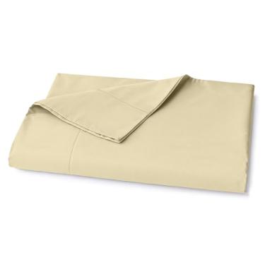 Imagem de Lane Linen Lençol de cima king size 100% algodão orgânico (274 x 264 cm) - lençol de cima king super macio 100% algodão - lençol de cama de algodão leve e durável - baunilha