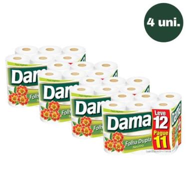 Imagem de Kit 4 Papel Higiênico Dama 12 Rolos 30m