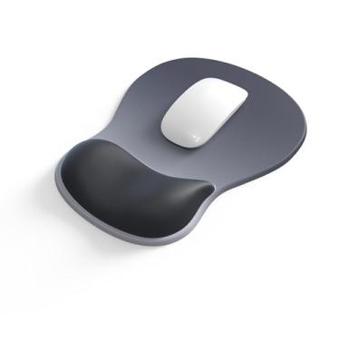Imagem de Mousepad ergonômico para escritório com suporte de pulso, mouse pad de gel confortável com descanso de pulso, design côncavo médio, tapete de mouse para alívio da dor para trabalhar, estudar e jogar