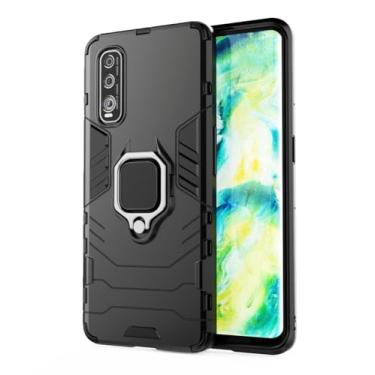 Imagem de SORAKA Capa para OPPO Find X2 5G com suporte para anel Capa Slim Fit de TPU macio Capa OPPO Find X2 5G com placa de metal para suporte magnético de telefone para carro