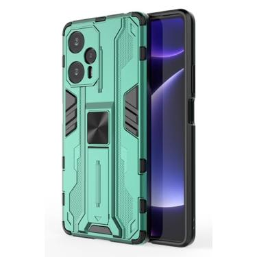 Imagem de SORAKA Capa para Xiaomi POCO F5 com suporte Capa de proteção resistente para Xiaomi POCO F5 Capa com placa de metal para suporte magnético para carro Capa Silm Fit