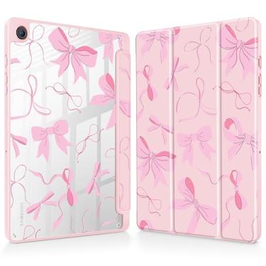 Imagem de May Chen Capa para Samsung Galaxy Tab A9 Plus 27.9 cm 2023, suporte de lápis embutido com capa à prova de choque, capa traseira transparente transparente, despertar/hibernar, laços rosa