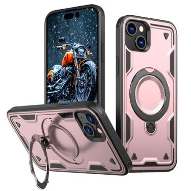 Imagem de SORAKA Capa para iPhone 15 com suporte,compatível com MagSafe,Capa iPhone 15 com chapa de ferro Capa resistente que absorve choques Proteção contra quedas de nível militar