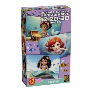 Imagem de Quebra-cabeça Progressivo Sereias 12,20,30 Peças Grow - 04859