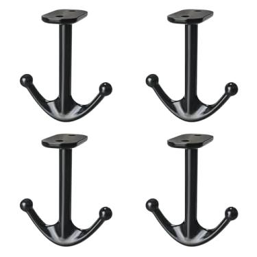 Imagem de LEE House 4 peças gancho de teto de duas garras para armário superior banheiro cozinha armário garagem, Preto